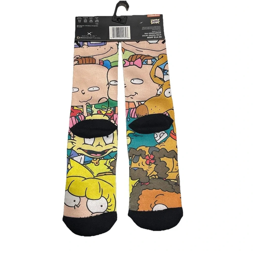 NEW‎ Odd Sox Unisex Crew Socks Rugrats 6-13 Orange Nickelodeon Cartoon Retro